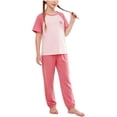 thumbnail image 2 of Amidoa Girls 2 Piece Outfits Summer Clothes Short Sleeve Cute T-Shirt and Casual Shorts Kids Clothing Sets Pink Size 11, 2 of 7