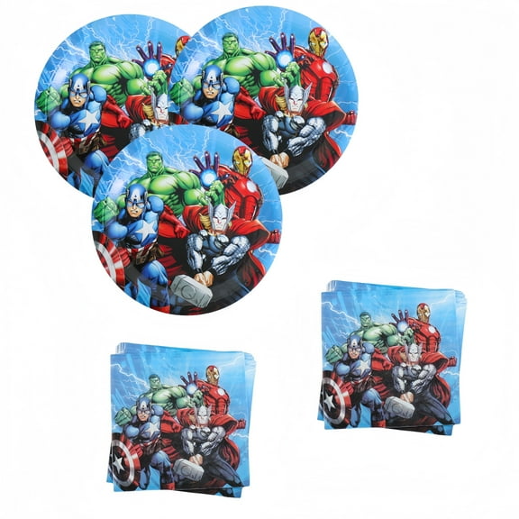 40pcs Avenger Party Supplies Include 20 Plates, 20 Napkins for the Avenger Birthday Party Decoration