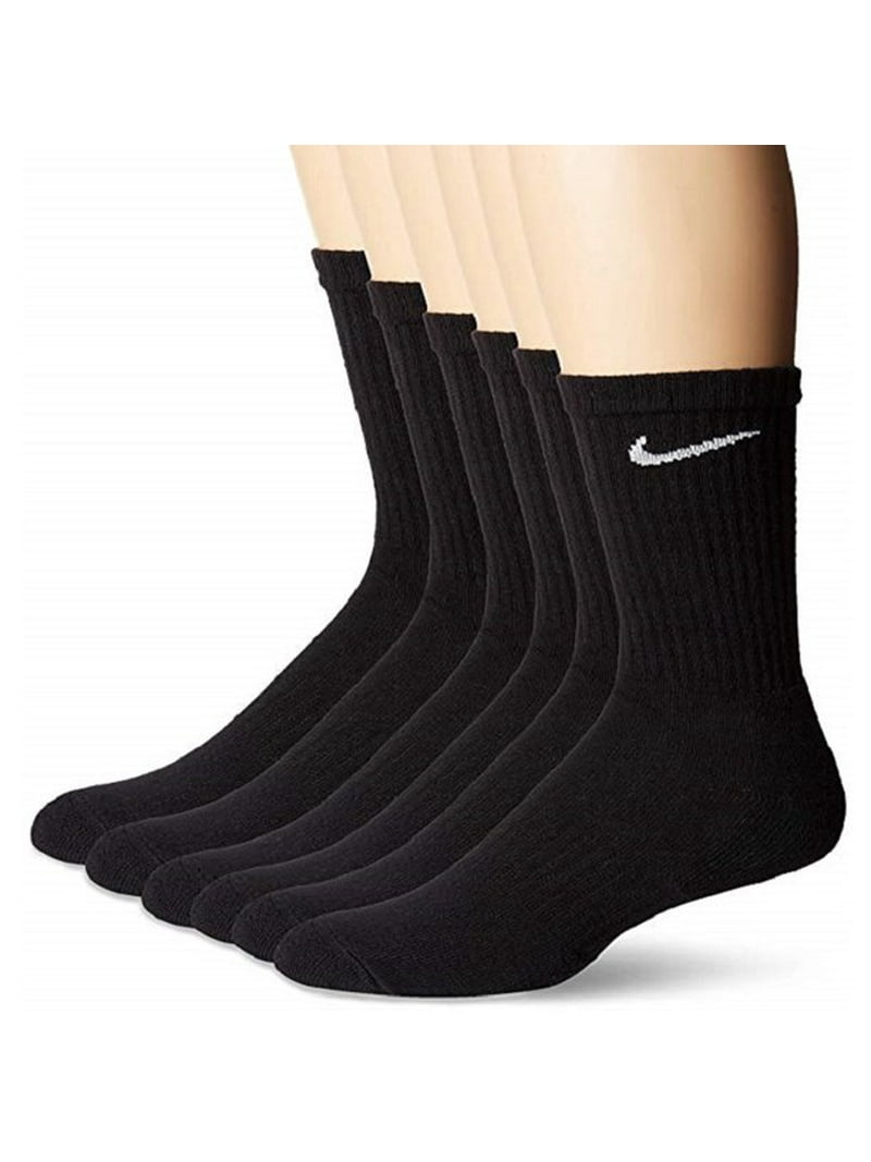 heroïne diameter Vermelding Nike Unisex Everyday Cotton Cushioned Crew Training Socks with DRI-FIT  Technology, Medium Black (Pack of 6 Pairs) - Walmart.com