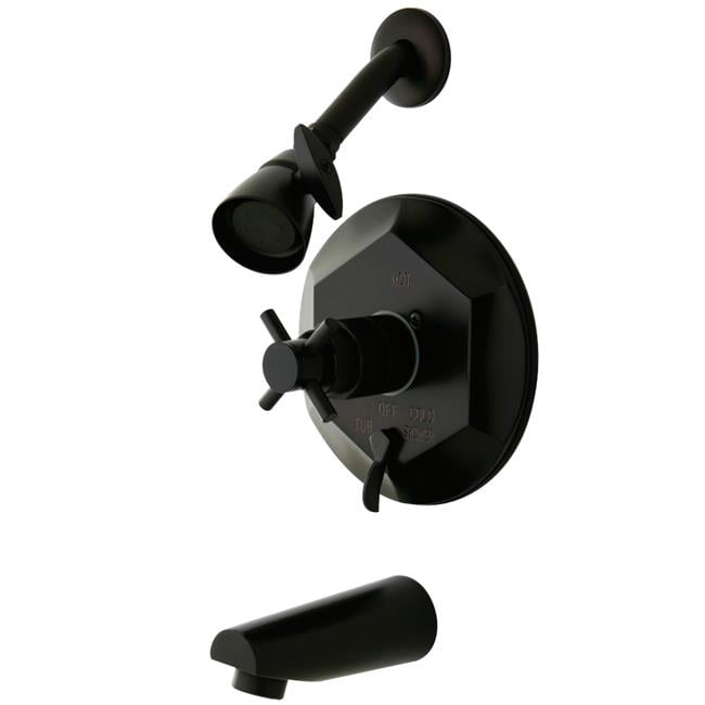 Robinet de Baignoire et de Douche Concord avec Poignée en Croix, Bronze Huilé