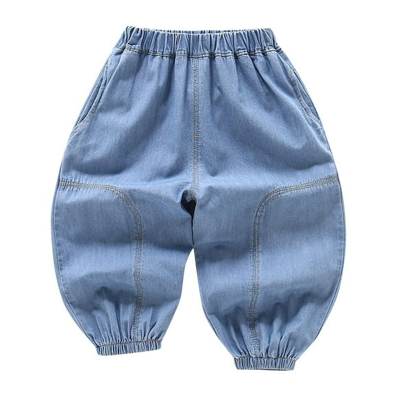 Odeerbi 2-10 Años Niños Niñas Pantalones Vaqueros Jogger Color Sólido Cintura Media Pantalones Vaqueros Con Bolsillo