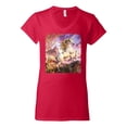 thumbnail image 2 of Unicorn Fanstasy Rainbow Castle Womenâ€™s Standard V-Neck Tee, Red, X-Large, 2 of 3