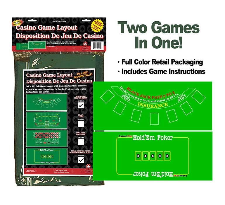 72 in. Blackjack and Texas Hold'em 2Sided Felt Layout