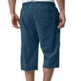 thumbnail image 4 of IYYVV Men's Long Cotton Linen Shorts Knee Length 3/4 Baggy Pants Summer Drawstring Sport Lounge Capri Pant with Pockets Blue 3XL, 4 of 4