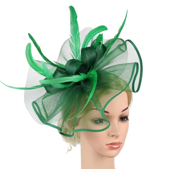 Cuekondy Heardband for Women Hat Headwear Church Clip Fascinators Hat Wedding Party Cap For Green Heardband