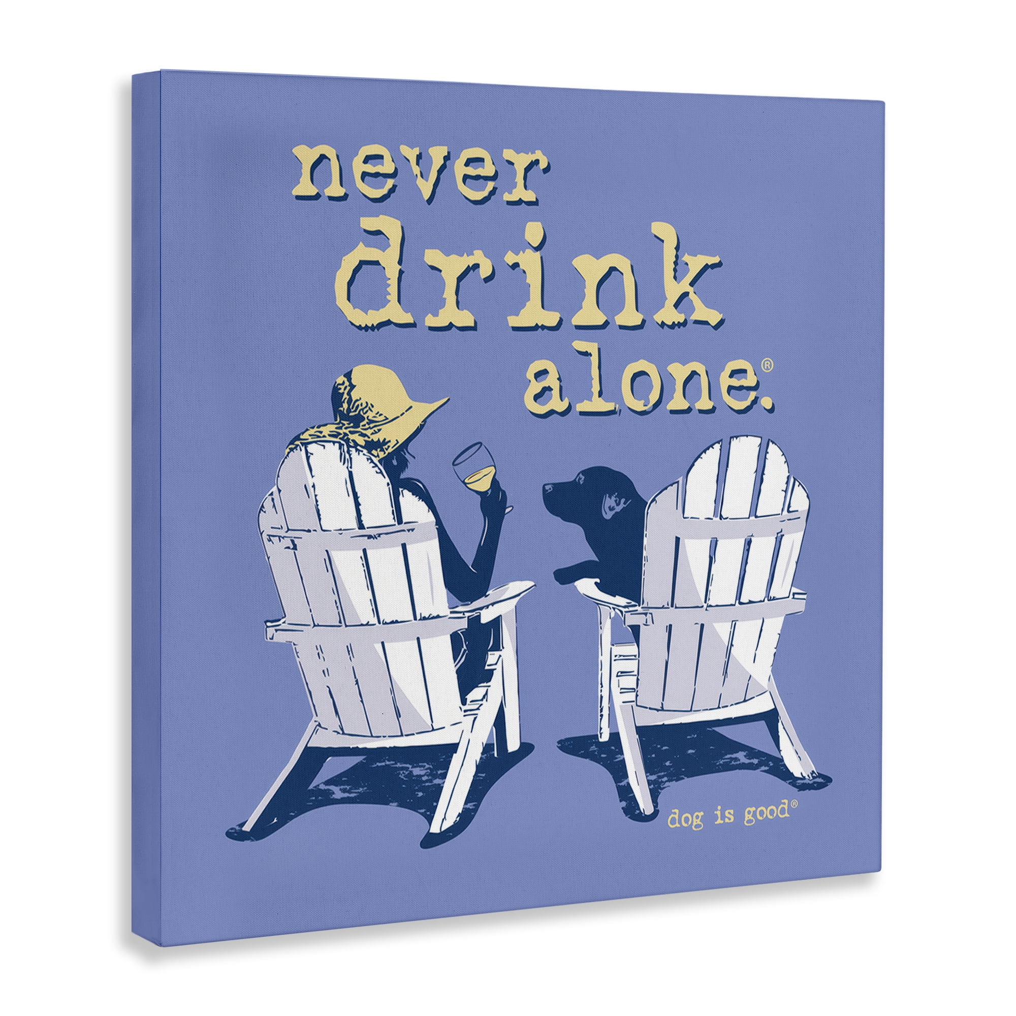 Stupell Industries Girl & Dog Drink Alone Animals Painting Wrapped Canvas Art Print Wall Art, 24 x 24