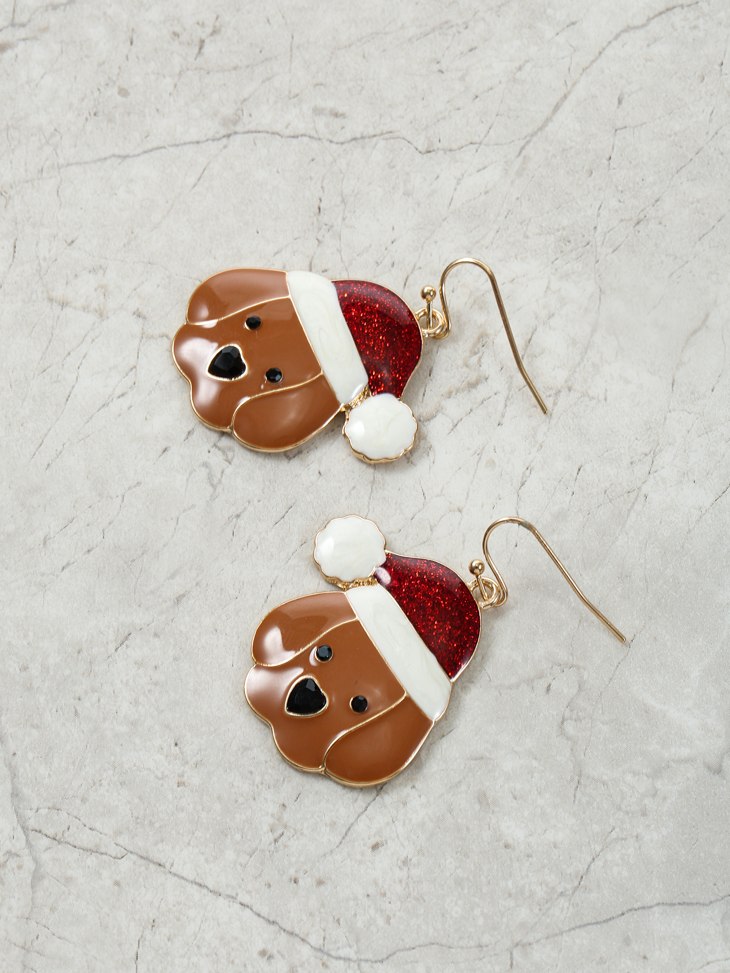 Holiday Time Puppy Christmas Earrings, 1 Pair