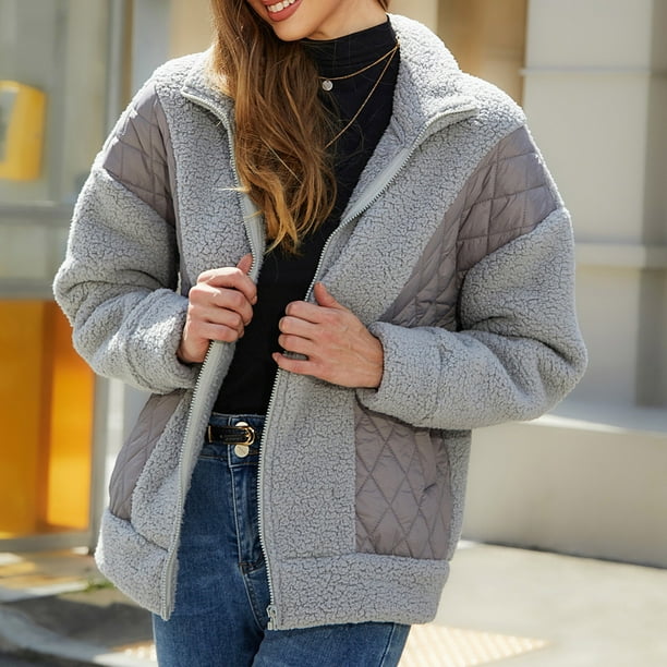 Sudadera informal de manga larga sin capucha y chaquetas para mujer, informal, lisa, de manga larga, con cremallera, cálida, abrigo para mujer
