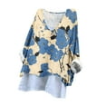 thumbnail image 4 of CFLVAEK Women's Oversized Long Sleeve Linen Blouses Vintage Floral Graphic Tees Shirt Lightweight Scoop Neck Tshirt 2024 Summer Casual Beach Vacation Tops, 4 of 7
