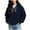 #196-Navy, variant on Ounisa Womens Hoodies Casual Long Sleeve Drawstring Waffle Pullover Tops Loose Hooded Sweatshirt with Pocket