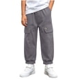 thumbnail image 3 of Acaics Boys' Cargo Jogger Pants, Elastic Waist Decorative Flap Pocket Loose Cuffed Trousers For Outdoor Daily Back To School Wear, Sizes 2-12, 3 of 9