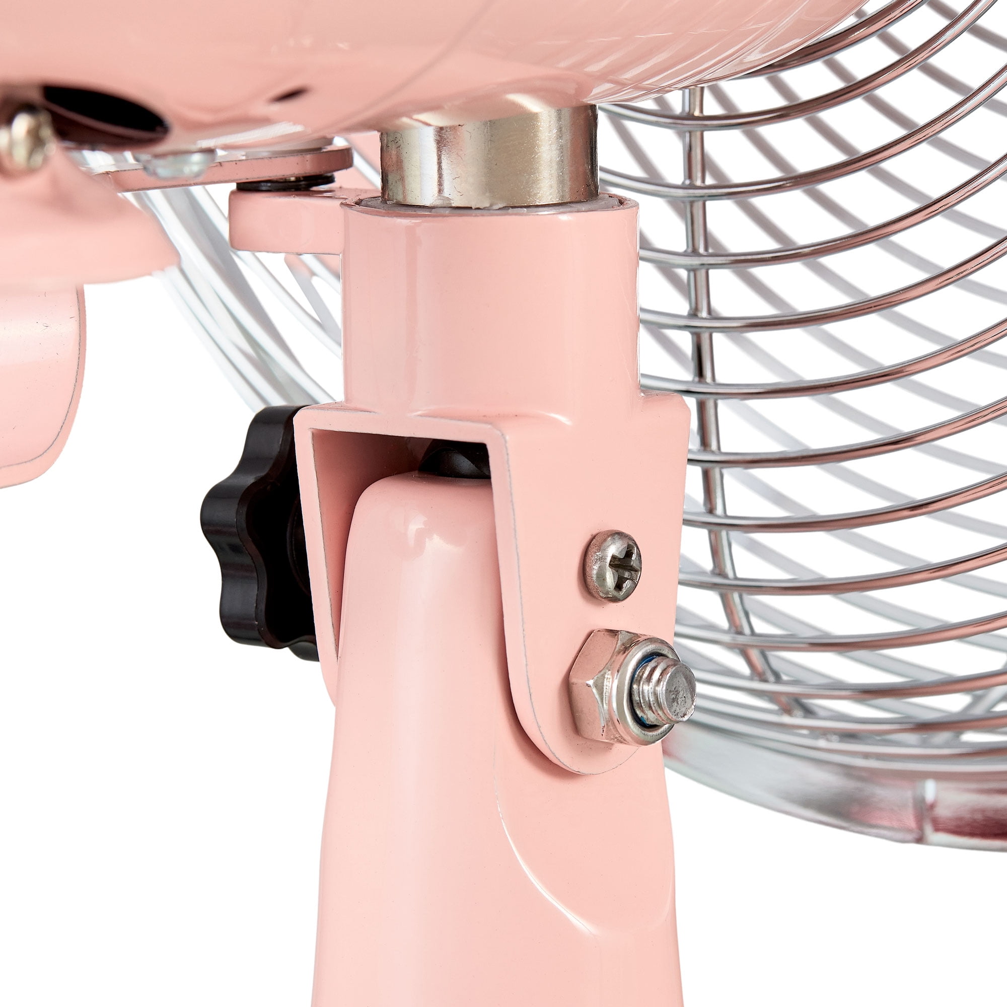 Better Homes & Gardens 12" 3-Speed Retro Pearl Blush Metal Tiltable-Head Oscillating Table Fan