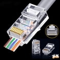 thumbnail image 2 of Conector de paso Rj45 Cat5 Cat5e, 25/50 Uds., red sin blindaje 8P8C, enchufe de paso Modular para Cables Ethernet Tan Jianjun  unisex, 2 of 2