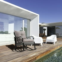 Outsunny Outdoor Wicker Rocking Chair with Padded Cushions, Gray