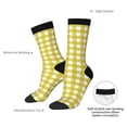 thumbnail image 6 of Honeii Yellow Checkboard Print Adult Socks,Crew Socks,Casual Calf Socks,Daily Wear Socks for Men & Women, Perfect for Sports, Casual and Everyday Use, 6 of 6