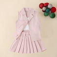 thumbnail image 4 of AherBiu Little Girls 3 Piece Sets Tank Tops Blazer Vests with Pleated Mini Skirts Formal Dress Outfits, 4 of 7