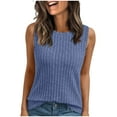 thumbnail image 2 of Horkkom Sweater Tank Tops for Women Summer Solid Color Sleeveless Sweater Tops Slim Pullover Thin Soft Casual Tops Blue L, 2 of 8