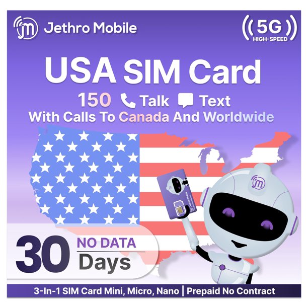 Plan telefónico Jethro Mobile 150 minutos 150 mensajes SIM prepago