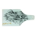 thumbnail image 2 of Animal Cutting Board, Ink Sketch Hand Drawn Illustration of Cat Portrait Pattern Art, Decorative Tempered Glass Cutting and Serving Board, Wine Bottle Shape, Mustard Black and White, by Ambesonne, 2 of 5