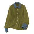 thumbnail image 6 of QASIEATN Womens Oversized Shirts Long Sleeve Mock Turtleneck V Neck Button Down Denim Pullover Shirts, 6 of 9