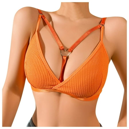 HBFAGFB Bras for Women No Underwire Ladies Adjustable Hollow Out Fashion Bikini Underwear Orange Size XS