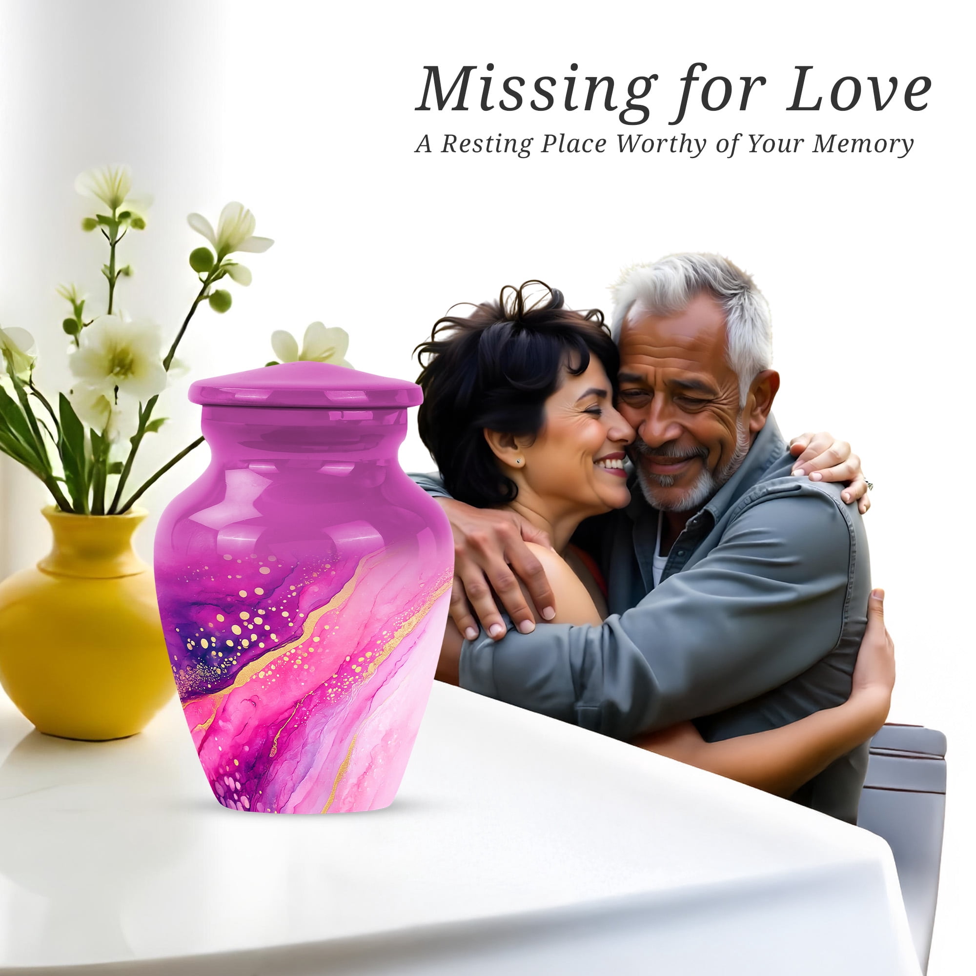 Pink Mini Cremation Urns For Human Ashes Adult Male Dad, Purple Small Urn For Human Ashes Women Keepsake, Funeral Urns For Adult Borther And Sister, 3 Inch