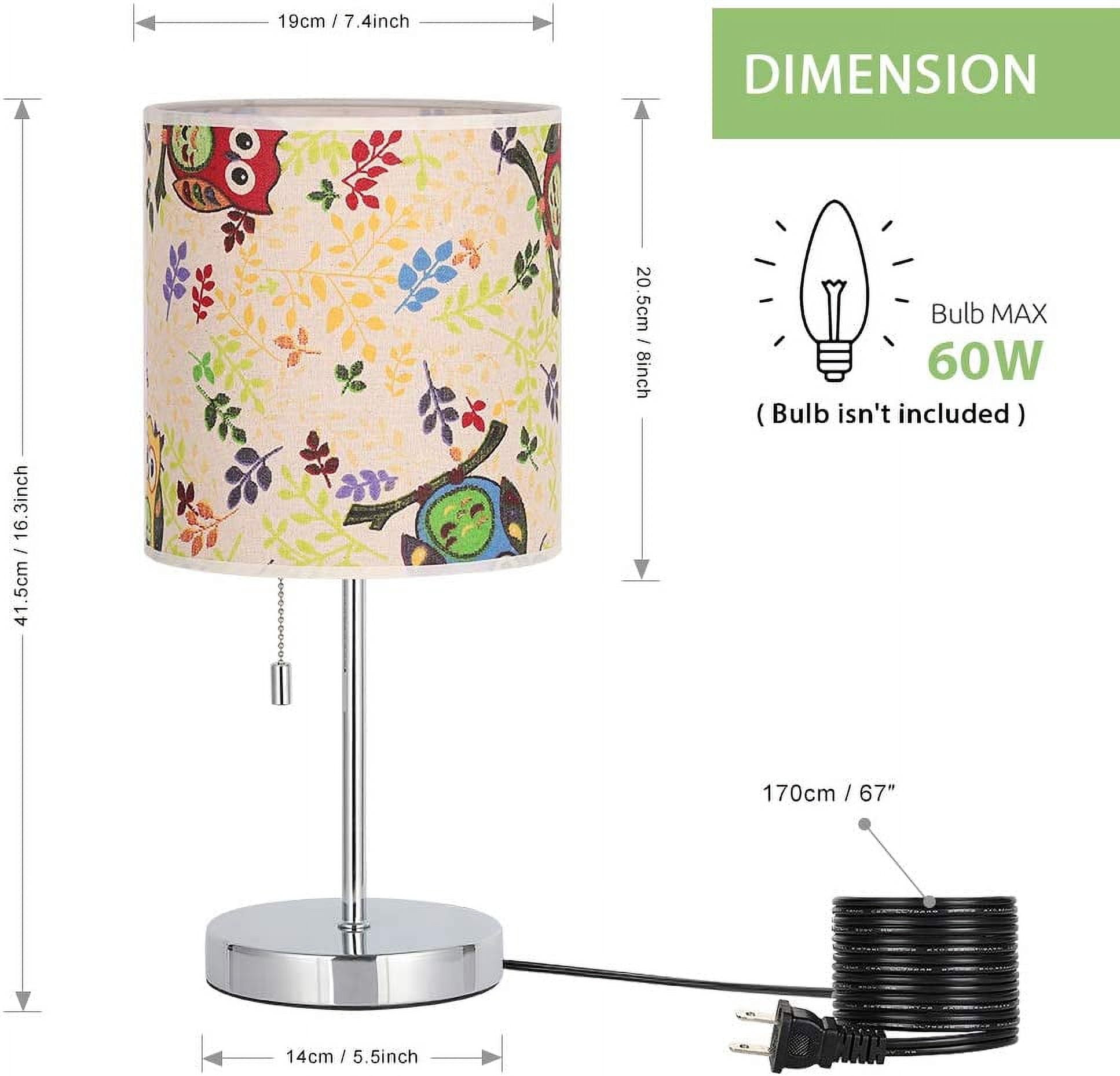 Silver Modern Table Lamp Nightstand Desk Lamp Fabric Shade