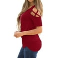 thumbnail image 3 of Spring and Summer Fashion T-shirt with sloping shoulders, bare back and middle sleeves, 3 of 3