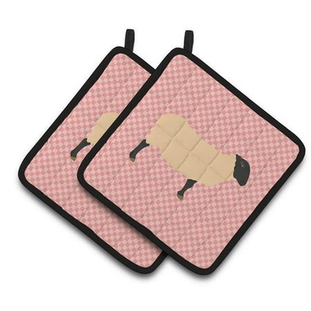 

Suffolk Sheep Pink Check Pair of Pot Holders - Pink