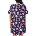 thumbnail image 6 of Rateoe Skull mushroom space Pattern Women's Short-Sleeved Pajama Set - 2 Piece Soft and Lightweight Sleepwear Set-Medium, 6 of 7