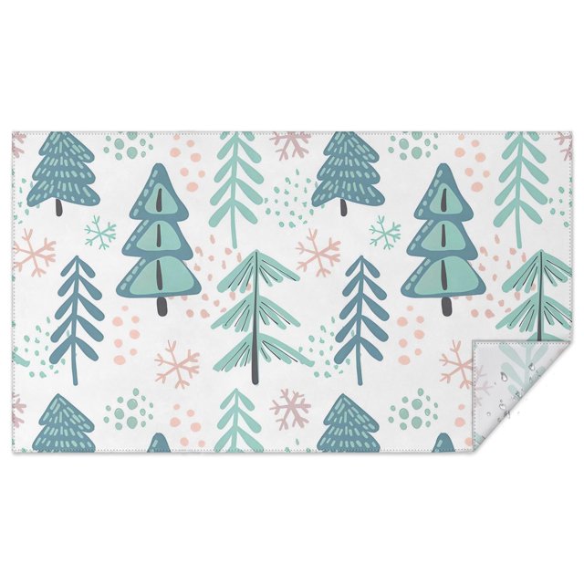 Christmas Rectangle Tablecloths Winter Trees Snowflake Tableclothes 60x102inch Polyester Waterproof and Reusable Tablecloths for Dining Kitchen Parties Weddings and Outdoor Use