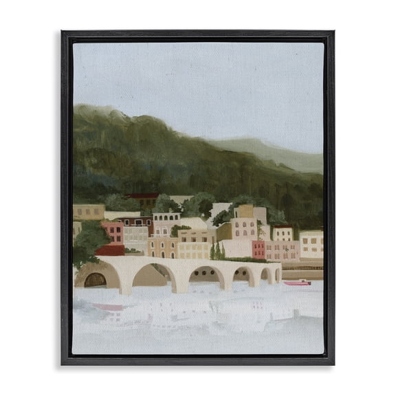 Stupell Industries Coastal Mountains By Sea Black Framed Floater Canvas Wall Art, design by Grace Popp