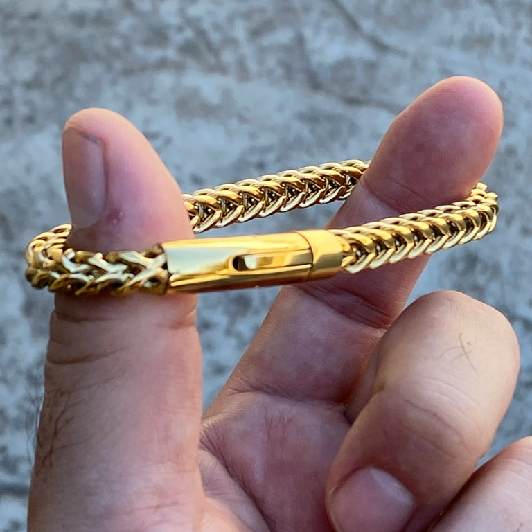 Men's 14K Gold Plated Figaro Hip Hop Bracelet 9 Inch x 12 MM Thick Wrist  Chain 