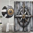 thumbnail image 4 of Vintage Coastal Shower Curtain Set - Standard 72" x 72" Washable Bathtub Curtain with 12 Hooks, Nautical Ocean Summer Beach Compass Waterproof Fabric Stall Shower Curtains for Bathroom/Bathtub Décor, 4 of 6