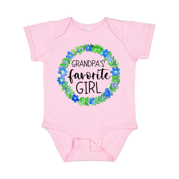 Inktastic Grandpa's Favorite Girl Blue Flower Wreath Girls Baby Bodysuit