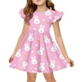 thumbnail image 2 of yuCgh Girls Easter Dress with Flutter Sleeves & Ruffle Hem, Fashion Casual Summer Printed Dress, Lightweight & Stylish Easter Dress,Pink 110, 2 of 5