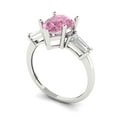 thumbnail image 2 of Clara Pucci 14K White Gold 2.5ct Pink Three-Stone Ring for Women, 2 of 7