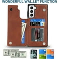 thumbnail image 3 of Crossbody Wallet Case for Samsung Galaxy S21 5G, Kickstand with Adjustable Removable Lanyard Neck Strap Case Card Holder Case Shockproof Cover Magnetic Clasp Cover Flip Case -Brown, 3 of 14