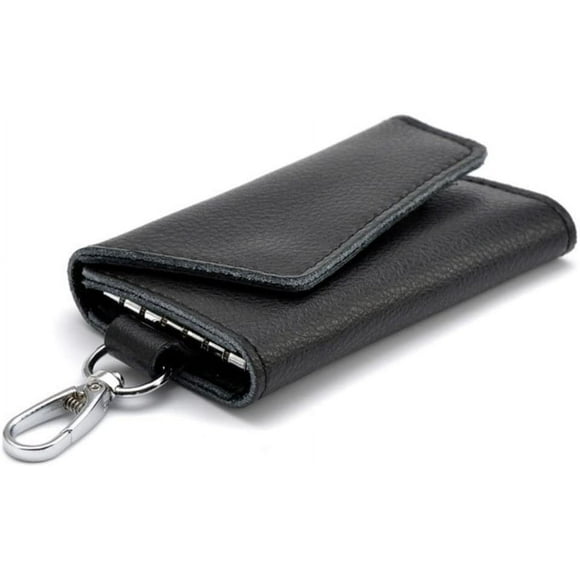 Leather Key Case, Leather Key Pouch (Black)