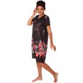 thumbnail image 3 of Women's Floral Printed Short-Sleeve Lounger Nightgown Sleepwear, 2X-Large Black, 3 of 5