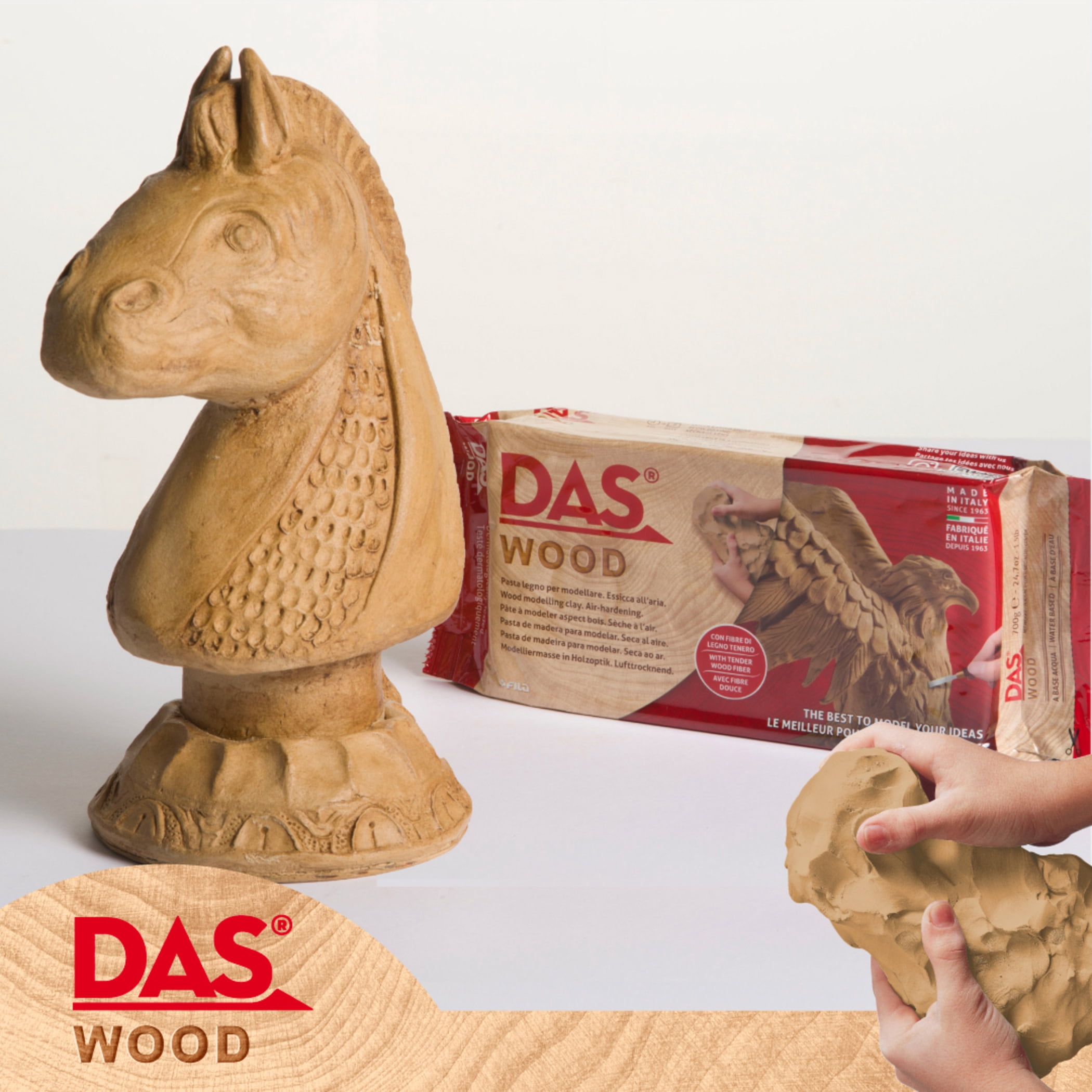 DAS Modeling Clay Air Hardening, Wood, 700g, 3 Pack