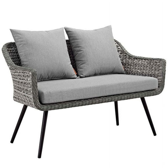Modway Endeavor Aluminum & Fabric Outdoor Patio Loveseat in Gray