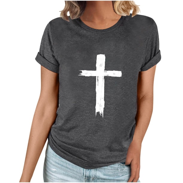 Camiseta Casual de Manga Corta de Cuello Redondo Impresa para las Mujeres, 95% Poliéster 5% Spandex Vintage Top Ligero para Diario, Fiesta Y Primavera Verano