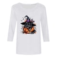 thumbnail image 4 of Inverlee Women's Halloween Shirts Plus Size Pumpkin Ghost Print Tees Loose Fit Round Neck T-shirt 3/4 Sleeve Holiday Blouse Tops Halloween Clothes, 4 of 5
