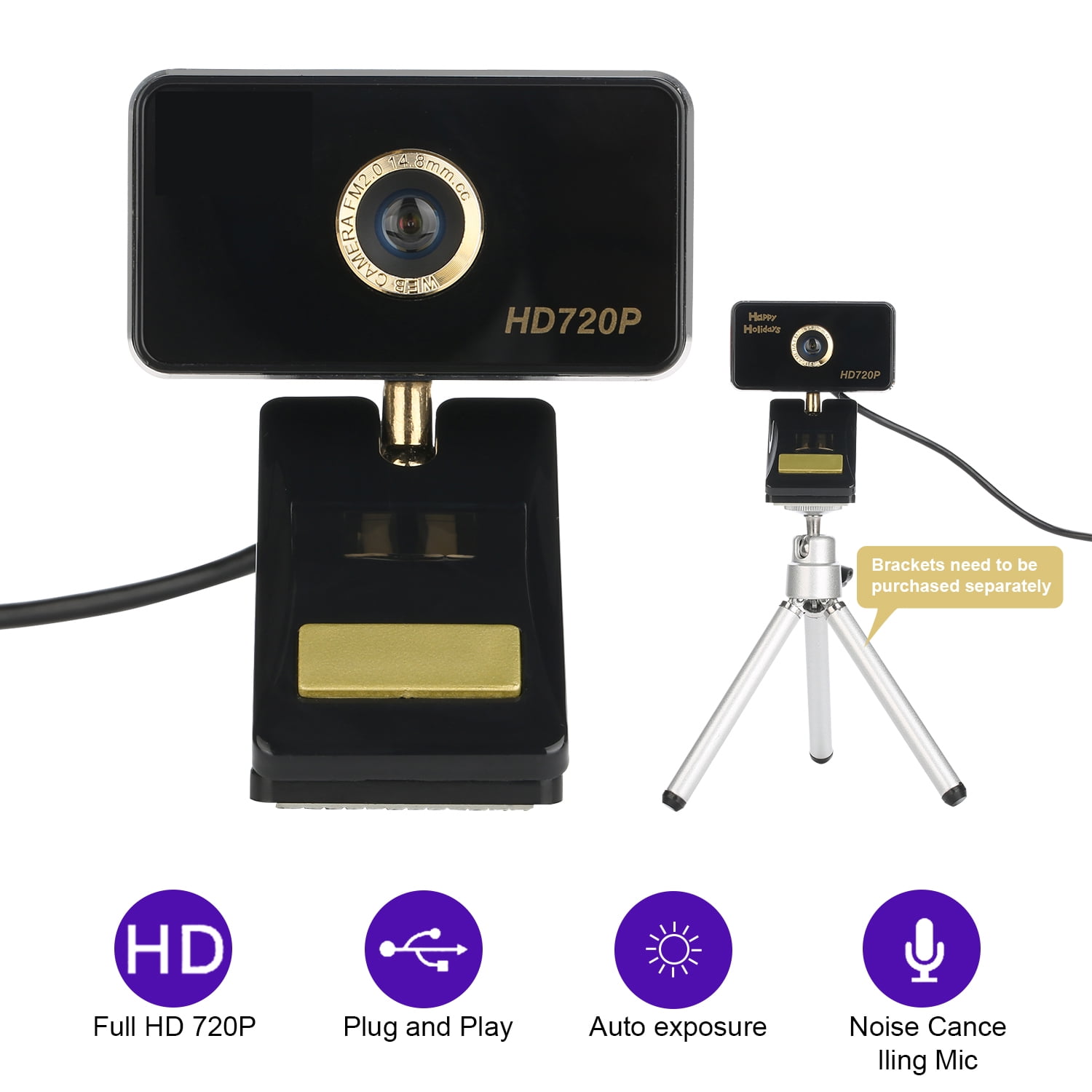 Anivia 720P Manual Focus Webcam - Professional Full HD Streaming Webcam with Digital Microphone - USB Computer Webcam for PC Laptop Desktop Mac Skype YouTube（Ship from USA）