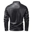 thumbnail image 5 of Men's Leather Jacket 2025 Lightweight Slim Fit Long Sleeve Collared Zip Up Jacket with Pockets Outerwear Coat, 5 of 6