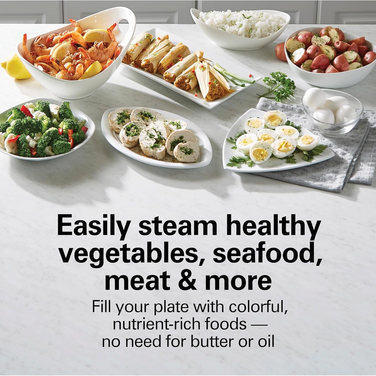 Digital Electric Food Steamer & Rice Cooker, 5.5 Quart Stackable Two-Tier Bowls for Healthy Cooking