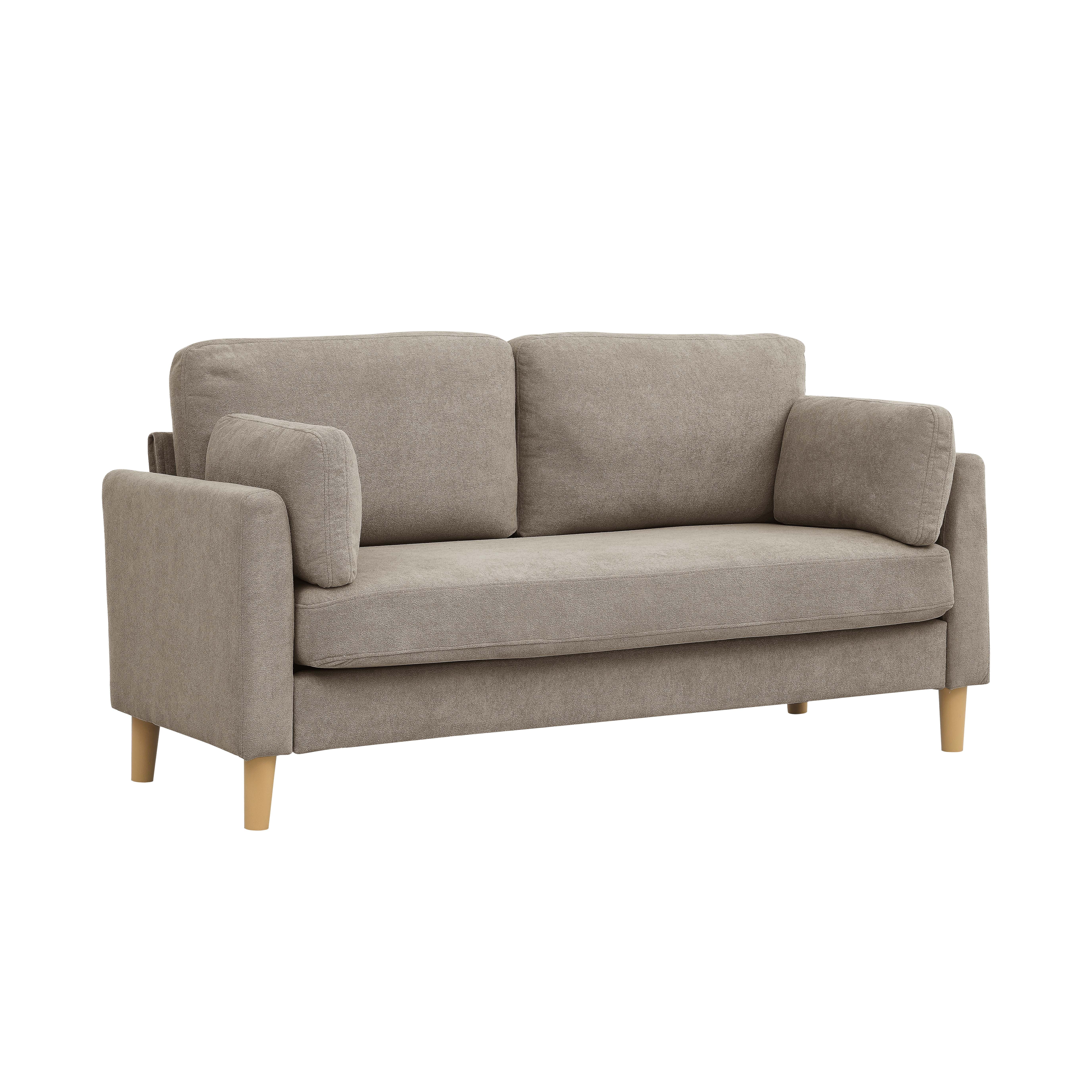 Aukfa 66" Modern Sofa, Minimalist Loveseat for Living Room, 2-Seater Couch w/ Plush Cushions, Khaki