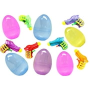 6 Toy Filled Glitter Easter Eggs With Squirt Guns Inside - Fun Party Favors - Prefilled To Save You Time - Durable Jumbo Eggs That Seal Tight - Hours of Water Gun Fun - Assorted Bright Colors
