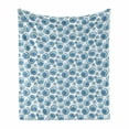 thumbnail image 1 of Shells Soft Flannel Fleece Throw Blanket, Watercolor Illustration of Chesnut Turban Type Shell Top View Nautical, Cozy Plush for Indoor and Outdoor Use, 70" x 90", Blue Pale Blue White, by Ambesonne, 1 of 6